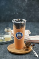 Thai Red Milk Tea with Grass Jelly